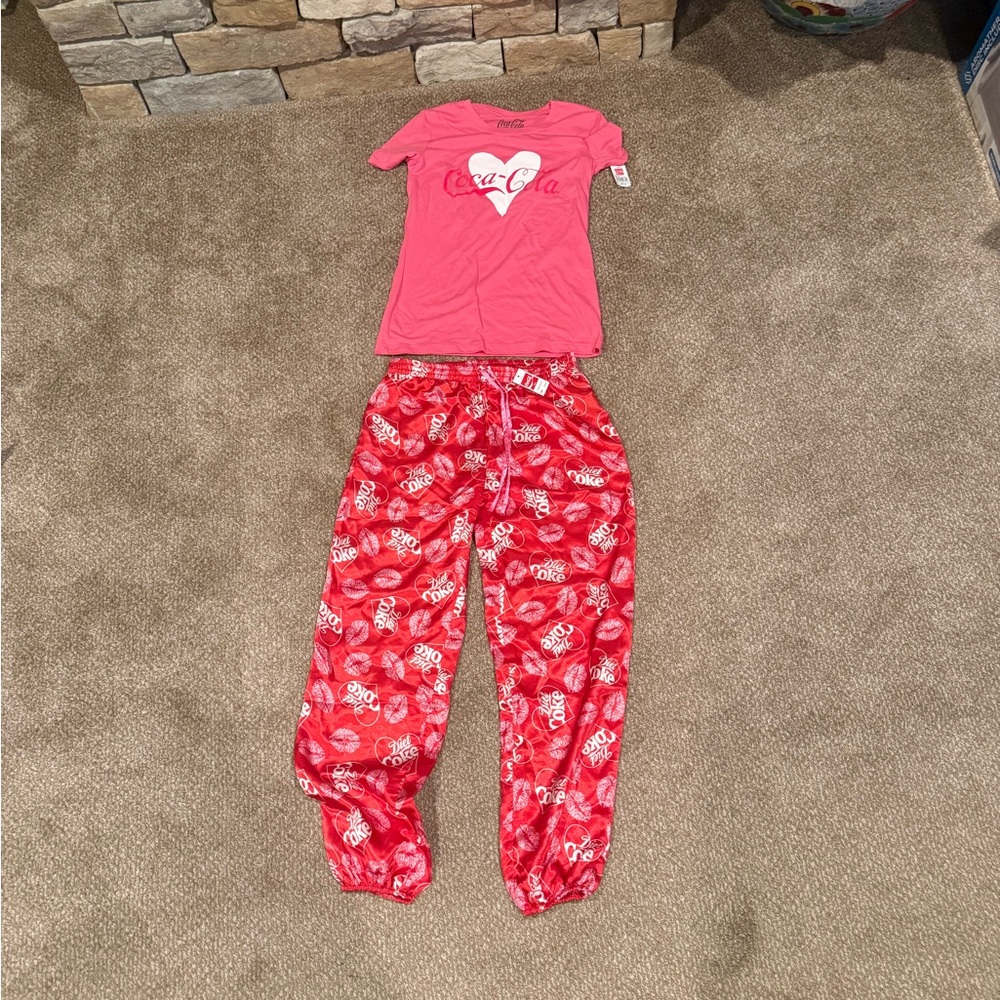 Coca Cola Women's Pink and Red Pajama Set